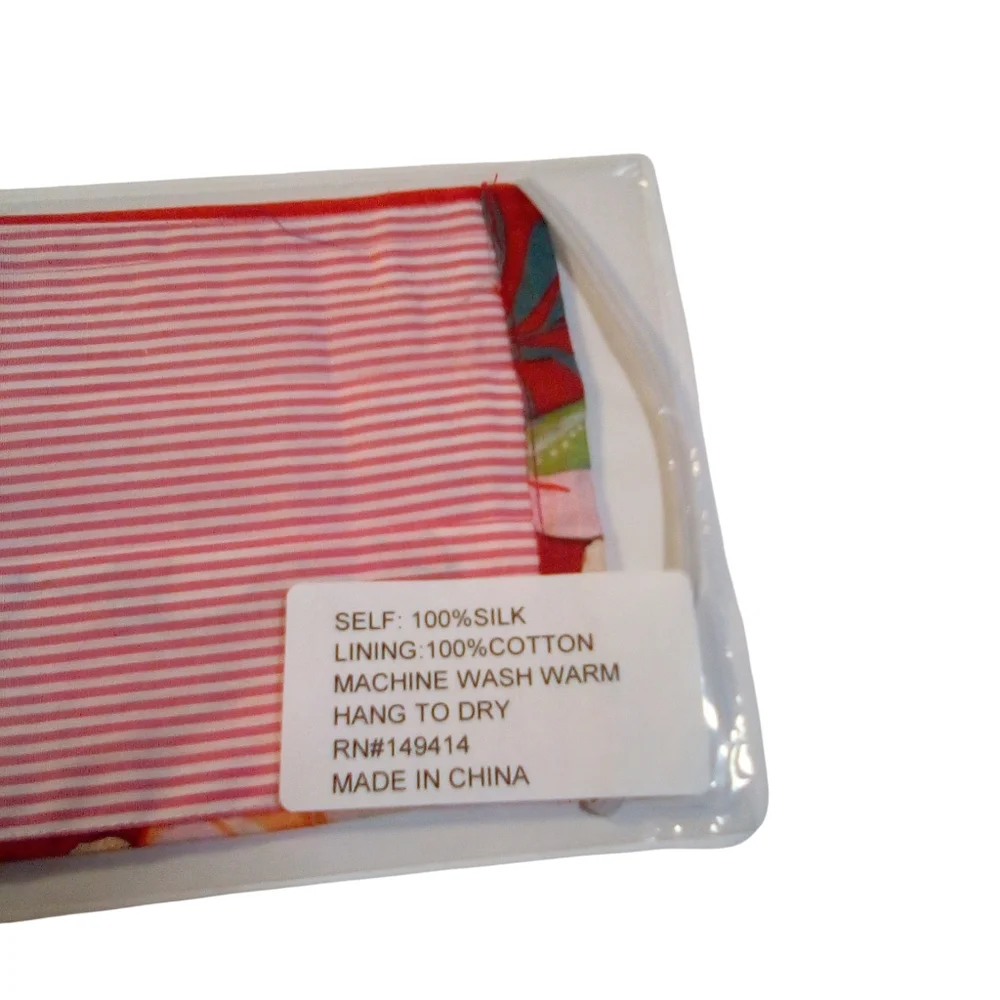 Johnny Was 100% Silk Floral Print Individual Face Mask Red Multi New